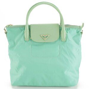 Prada Satchel Bag in Tessuto Nylon and Saffiano Leather Trim with Strap